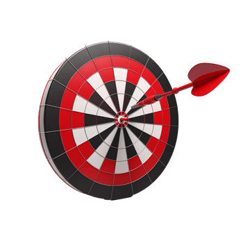 3d dart hitting on target isolated on transparent background png