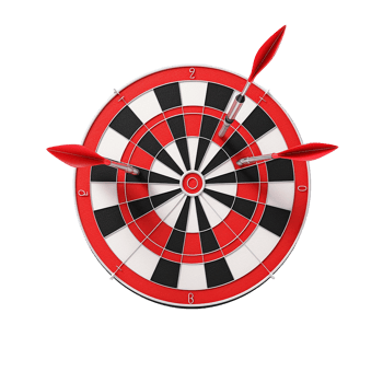 3d dart hitting on target isolated on transparent background png