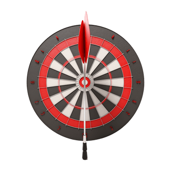 3d dart hitting on target isolated on transparent background png