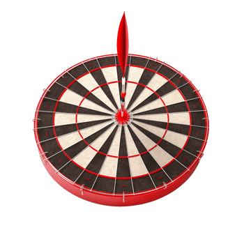 3d dart hitting on target isolated on transparent background png