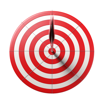 3d dart hitting on target isolated on transparent background png