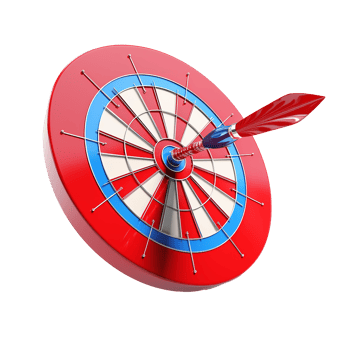 3d dart hitting on target isolated on transparent background png