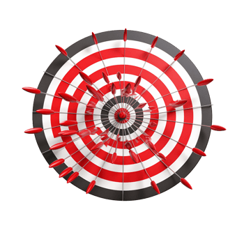 3d dart hitting on target isolated on transparent background png
