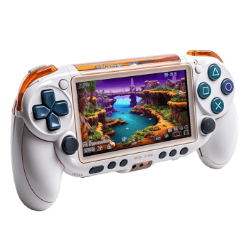 3d handheld game console portable isolated on transparent background png