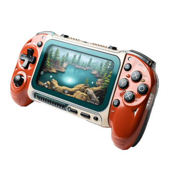 3d handheld game console portable isolated on transparent background png