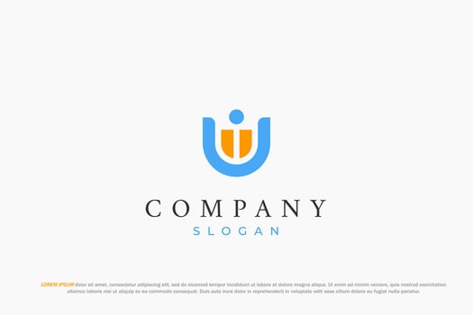 letter u worker minimal logo vector