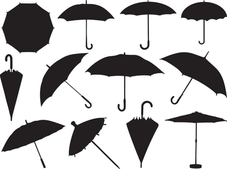 Umbrella silhouette on white background vector