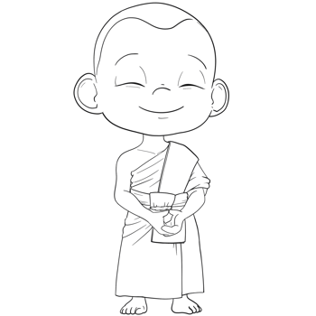 Cute buddhist monk line art png