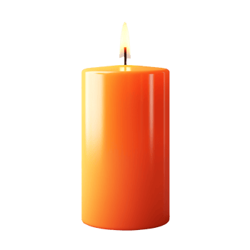 A burning orange candle isolated on transparent background png