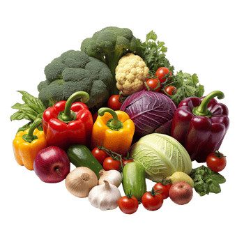 Assorted vegetables isolated on transparent background png