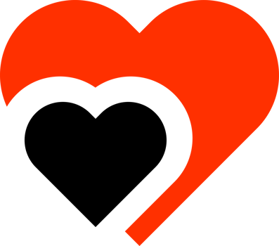 Abstract red and black heart icon png