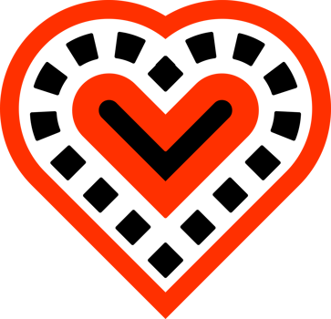 Abstract red and black heart icon png