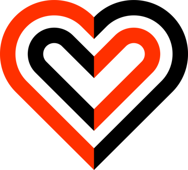 Abstract red and black heart icon png
