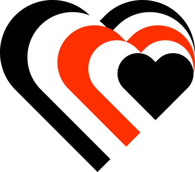 Abstract red and black heart icon png