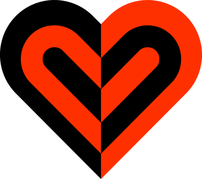 Abstract red and black heart icon png