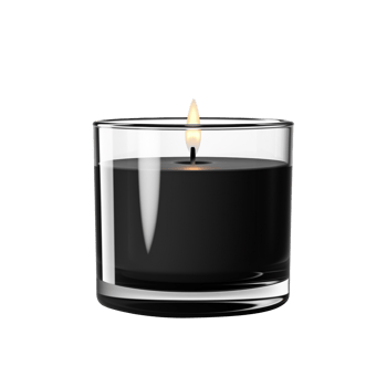 Black glass candle isolated on transparent background png