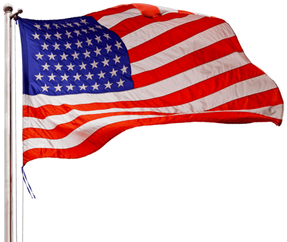 Cut out American flag waving in mid air png