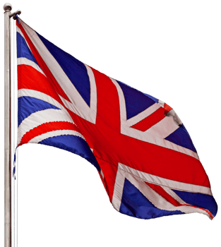 Cut out Union Jack waving in mid air png