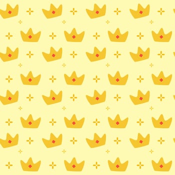 yellow crown hand drawn seamless pattern design vector