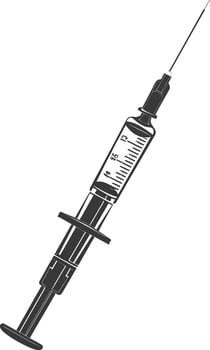 Silhouette medical syringe black color only vector