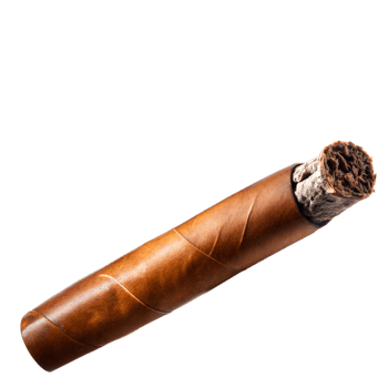 A detailed close-up of a hand-rolled cigar isolated on transparent png