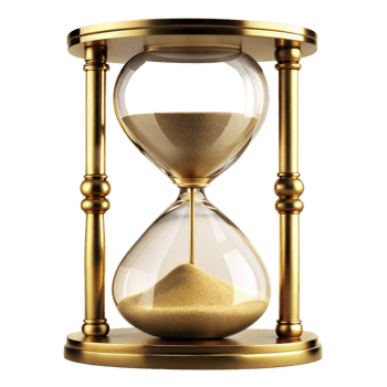 Elegant hourglass with golden sand on a transparent background png