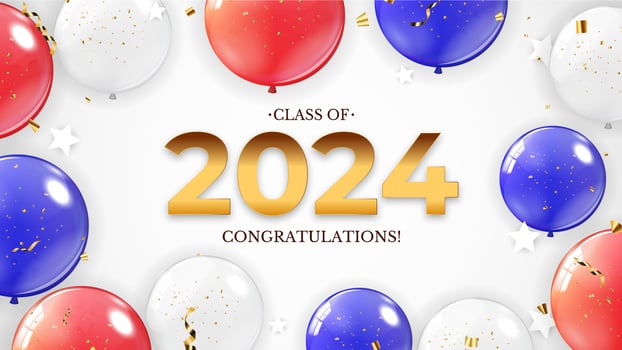 Colorful Class of 2024 Graduation Balloon Illustration vector