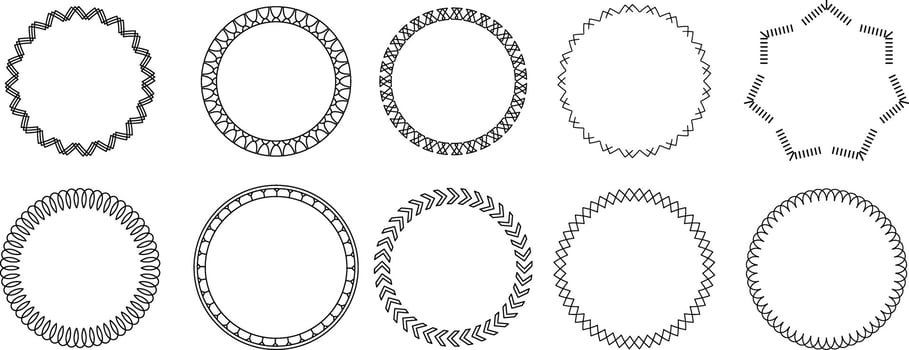 Set of Vintage Celtic circle frames. Decorative border, constructed from lines, shaped vector