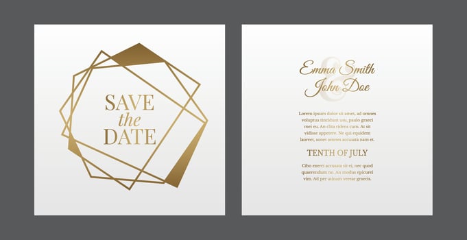 Elegant Geometric Triangle Save The Date White Invitation Design vector