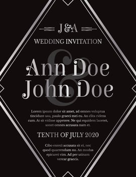 Geometric Gatsby Art Deco Style Marble Texture Invitation Design vector