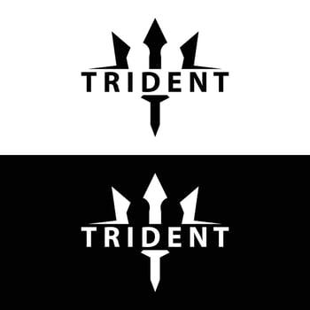 Trident logo design spear weapon sea king poseidon neptune symbol template vector