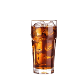 Glass of cola with ice isolated on transparent background, cut out, or clipping path. png