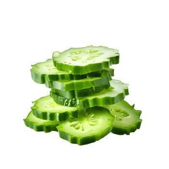 Slices of cucumber isolated on transparent background, cut out, or clipping path. png