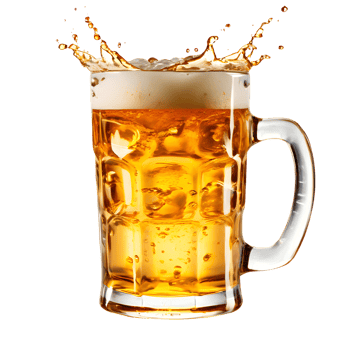 Beer Mugs toasting creating splash isolated on transparent background, cut out, or clipping path. png