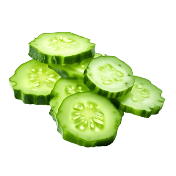 Slices of cucumber isolated on transparent background, cut out, or clipping path. png