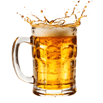 Beer Mugs toasting creating splash isolated on transparent background, cut out, or clipping path. png