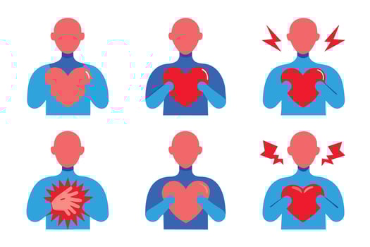 Chest pain and heart attack illustration on white background. vector