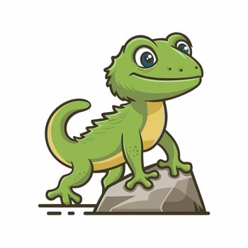 Cute Green Lizard Cartoon Illustration vector
