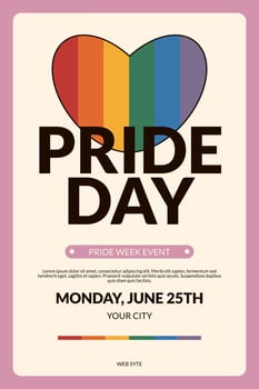 Happy pride day. Rainbow heart. Holiday party invitation. Event or festival concept. Retro illustration vector