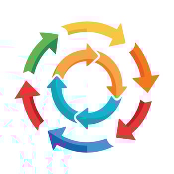 Circle arrows. Circular process rotate infographic element. Round step loop sync loading arrow symbol vector