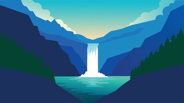 Last sunlight lights up the pure water waterfall on Plitvice National Park. Colorful spring panorama of green forest with blue lake. illustration nature background vector