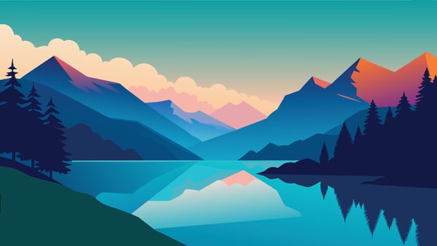Magnificent summer scene of Hintersee lake. Colorful morning view of Austrian Alps Salzburg Umgebung district Austria Europe. Flat illustration Beauty of nature concept background. vector