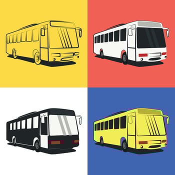 Set of Colorful Bus, Transport, Indian busses, Low floor busses vector