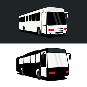Tour Bus silhouette illustration black and white vector
