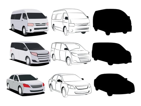 Cars of different types of illustrations set side view of micro, mini micro, sedan vector