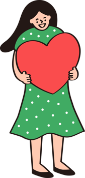a girl hold a heart png