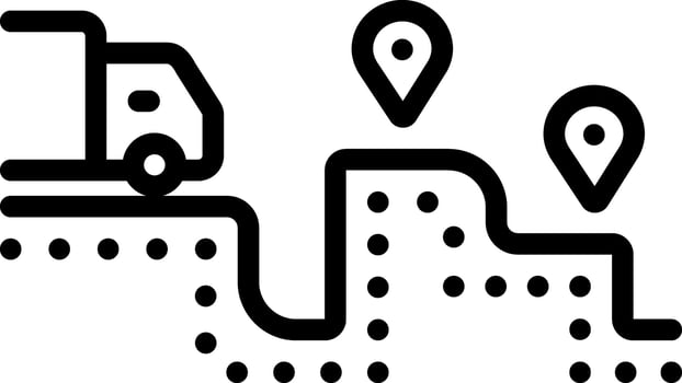 Black line icon for route vector