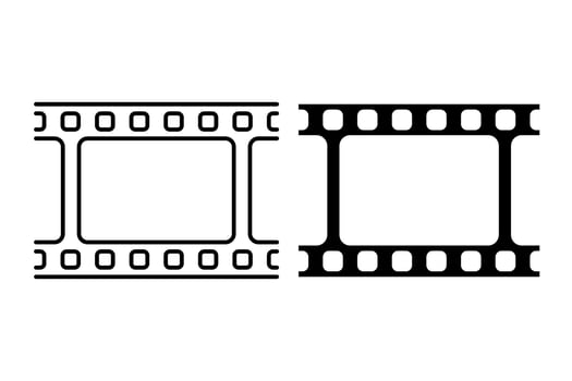 Linear icon. Part of old 35 mm photo film. World cinema day December 28th. Simple black and white vector