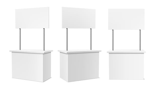 Advertising booth stand, blank modern simple racks vector