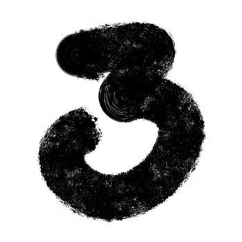 black number 3 hand drawn font png